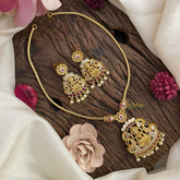 Vriksham Premium Red White Stone Pendant Neckpiece-Golden Pearl-G15909